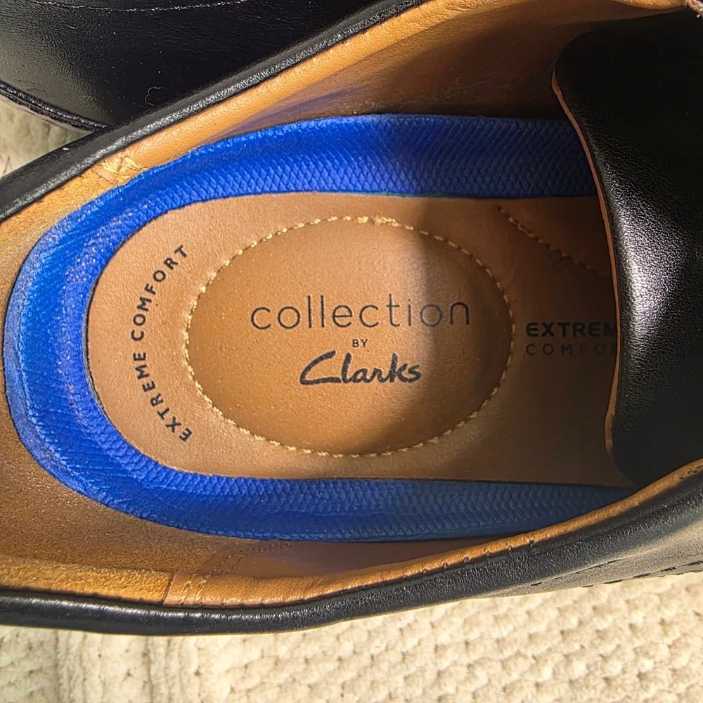 Clarks Whiddon Cap Toe Oxford Shoes Lace up Black Leather Mens 11 Pristine